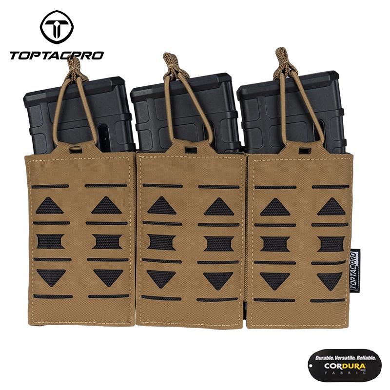 TOPTACPRO Tactical Mag Pouch Modular Triple Open Top Magazine Pouch for 5.56 Military MOLLE Mag Carrier 8515