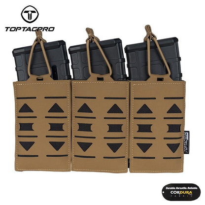 TOPTACPRO Tactical Mag Pouch Modular Triple Open Top Magazine Pouch for 5.56 Military MOLLE Mag Carrier 8515