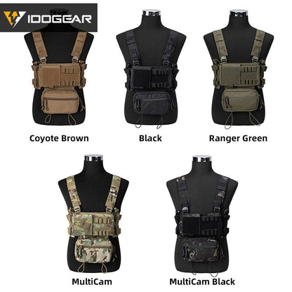 IDOGEAR Tactical Chest Rig Modular Lightweight Chest Rig MK3 Full Set Military w/ 5.56 Mag Pouch Pantiball Hiking Camping Outdoor Gear