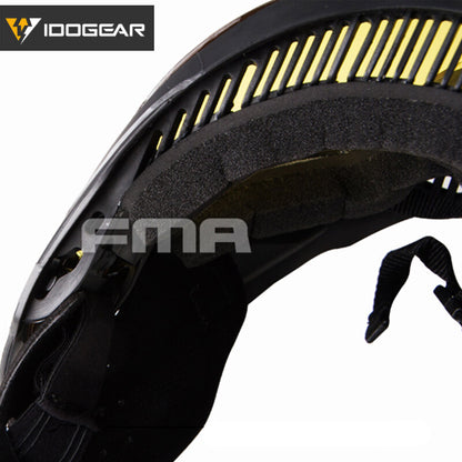 IDOGEAR Tactical Helmet with FMA F1 Full Face Mask Single Layer Military Wargame Safety Protective Helmet Anti-fog Goggle Emerson Tactical Helmet with Full Face Mask Set 5658-0022