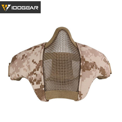 IDOGEAR Tactical PDW Half Face Protective MESH Mask Field CS Game Tactical Military Accessories 3604 Military Camping Hiking Camouflage Gears