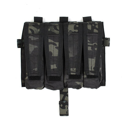 IDOGEAR PEW Tactical Quadruple Magazine Panle Pouch SMG Magazine Pouch Carrier for AVS Vest Detachable Flap SMG 9MM .45 Mag Pouch P046