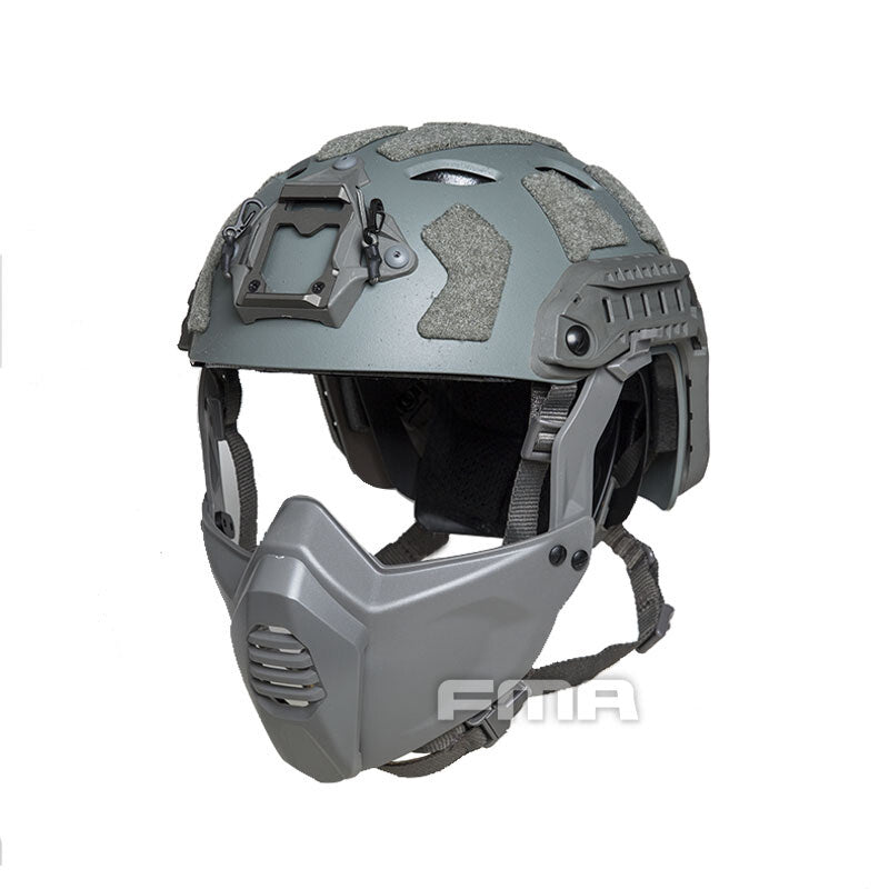 FMA Tactical Helmet with Half Face Mask SF Style Helmet with NVG Shroud Military Helmet & Mask Set Outdoor Gear 1365A