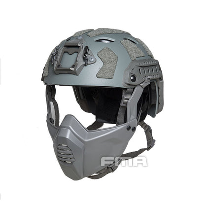 FMA Tactical Helmet with Half Face Mask SF Style Helmet with NVG Shroud Military Helmet & Mask Set Outdoor Gear 1365A