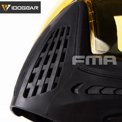 IDOGEAR Tactical Helmet & FMA F1 Full Face Mask Set with Single Layer Paintball Safety Anti-fog Goggle 5658
