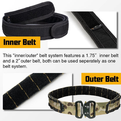 IDOGEAR 2 Inch Tactical Combat Belt Quick Release Buckle MOLLE Military Hunting Combat Belt Durable Nylon 3414