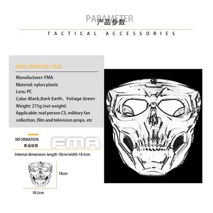 FMA Tactical Full Face Mask Skull Face Cover Skull Protective Mask Army Duty Wargame Cover Breathable / Shock Resistance Halloween Cosplay 1390