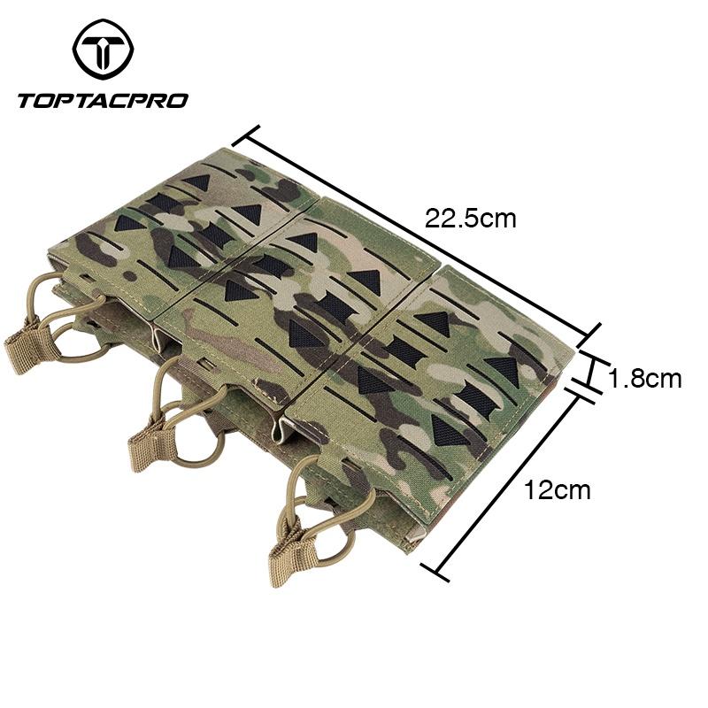 TOPTACPRO Tactical Mag Pouch Modular Triple Open Top Magazine Pouch for 5.56 Military MOLLE Mag Carrier 8515