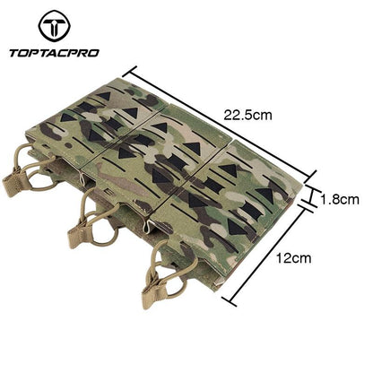 TOPTACPRO Tactical Mag Pouch Modular Triple Open Top Magazine Pouch for 5.56 Military MOLLE Mag Carrier 8515