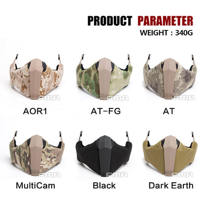 FMA Tactical Half Face mask Gunsight Mandible for Fast Helmet/High Cut Helmet/MT Helmet Camouflage Cycling Face Cover Protector Survival Kit 1304