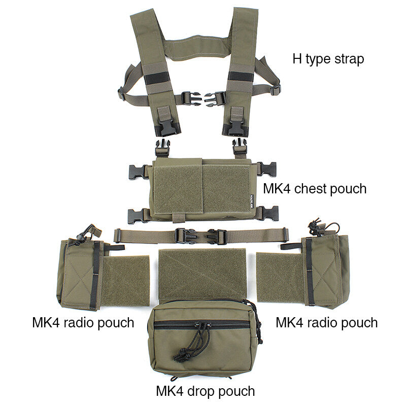 IDOGEAR PEW Tactical MK3 MK4 Chest Rig D3 500D Original Matte Cordura Fabric MK4 Full set Chest Rig Radio Pouch Drop Pouch VT01