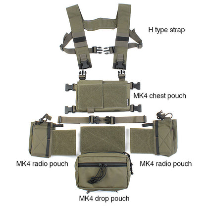 IDOGEAR PEW Tactical MK3 MK4 Chest Rig D3 500D Original Matte Cordura Fabric MK4 Full set Chest Rig Radio Pouch Drop Pouch VT01