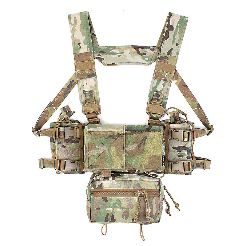 IDOGEAR PEW Tactical MK3/MK4 Chest Rig D3 500D Original Matte Cordura Fabric MK4 Full Set Chest Rig with Radio Pouch with Drop Pouch IDOGEAR & PEW Tactical Chest Rig VT01