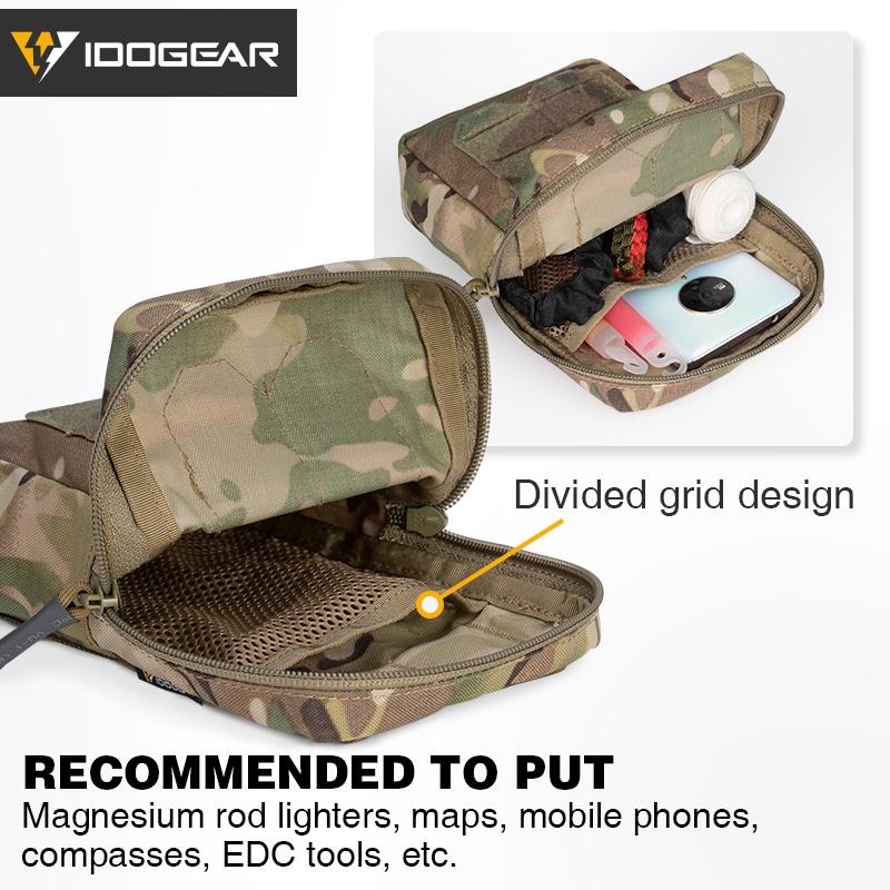 IDOGEAR Tactical Utility Pouch Laser Cut MOLLE EDC Multifunction Sundries Recycling Bag Micro Med Kit Military Camouflage Vest Molle Pouch 3578