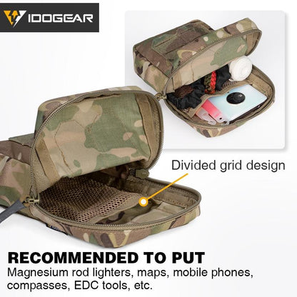 IDOGEAR Tactical Utility Pouch Laser Cut MOLLE EDC Multifunction Sundries Recycling Bag Micro Med Kit Military Camouflage Vest Molle Pouch 3578