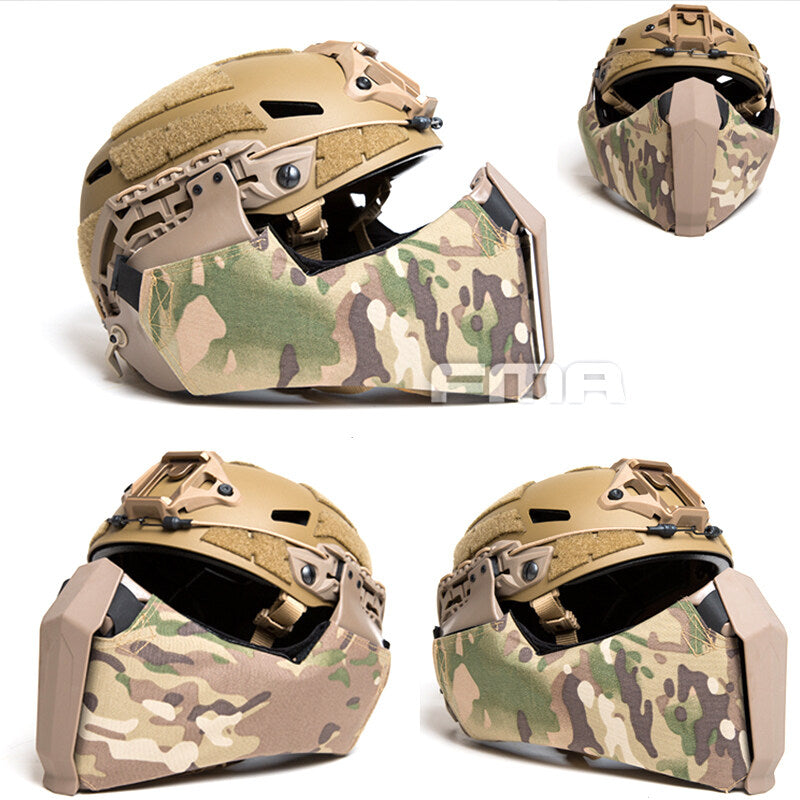 FMA Tactical Half Face mask Gunsight Mandible for Fast Helmet/High Cut Helmet/MT Helmet Camouflage Cycling Face Cover Protector Survival Kit 1304