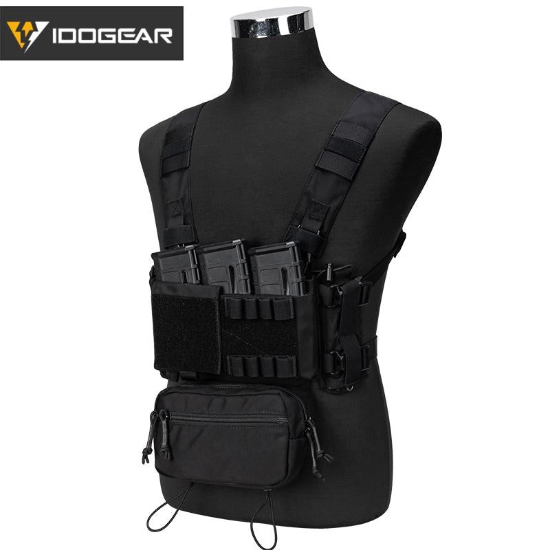 IDOGEAR Tactical Chest Rig Modular Lightweight Chest Rig MK3 Full Set Military w/ 5.56 Mag Pouch Pantiball Hiking Camping Outdoor Gear
