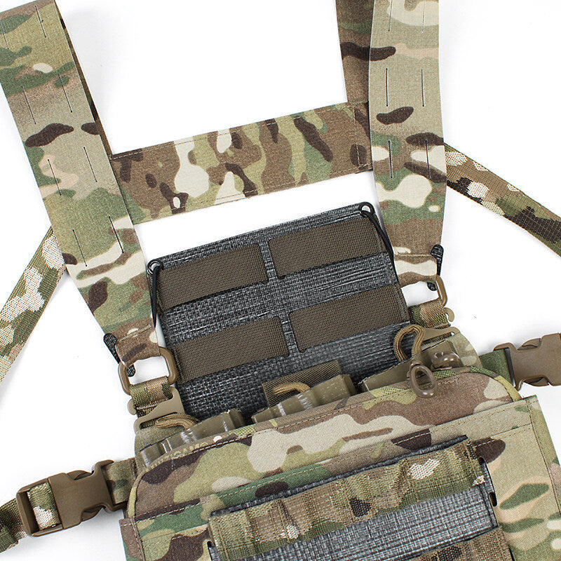 IDOGEAR PEW Tactical ATAK Chest Rig Hanging Panel Ferro Style Molle Military Chest Expansion Panel MK4 D3CRM Camouflage OT60 Wargame Survival Kit