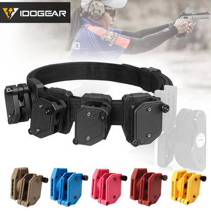 IDOGEAR IPSC USPSA IDPA Belt Set Special Competition Tactical Waist Belt with 4 Pcs IPSC FMA IPSC Multi-angle Speed Magazine Pouch Belt + Magazine Pouch Set