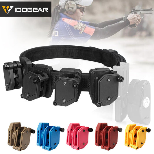 IDOGEAR IPSC USPSA IDPA Belt Set Special Competition Tactical Waist Belt with 4 Pcs IPSC FMA IPSC Multi-angle Speed Magazine Pouch Belt + Magazine Pouch Set