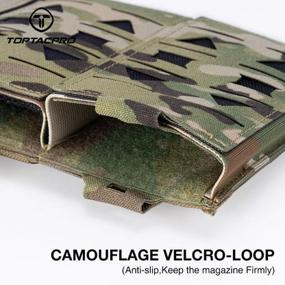 TOPTACPRO Tactical Mag Pouch Modular Triple Open Top Magazine Pouch for 5.56 Military MOLLE Mag Carrier 8515