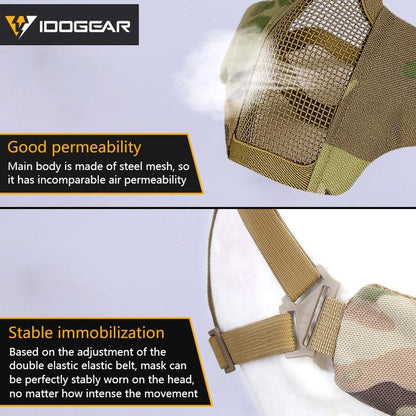 IDOGEAR Tactical PDW Half Face Protective MESH Mask Field CS Game Tactical Military Accessories 3604 Military Camping Hiking Camouflage Gears