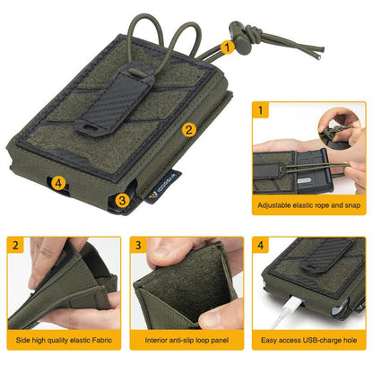 IDOGEAR Tactical Phone Pouch Nylon Universal Radio Pouch Single 5.56 Mag Pouch Ajustable Anti-slip Military Army 3588