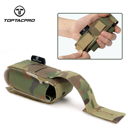 TOPTACPRO Tactical Flashbang Pouch 9mm Magazine Pouch MOLLE Laser Cut Quick Release Military Army Camo Tactical Flashbang Pouch 8502
