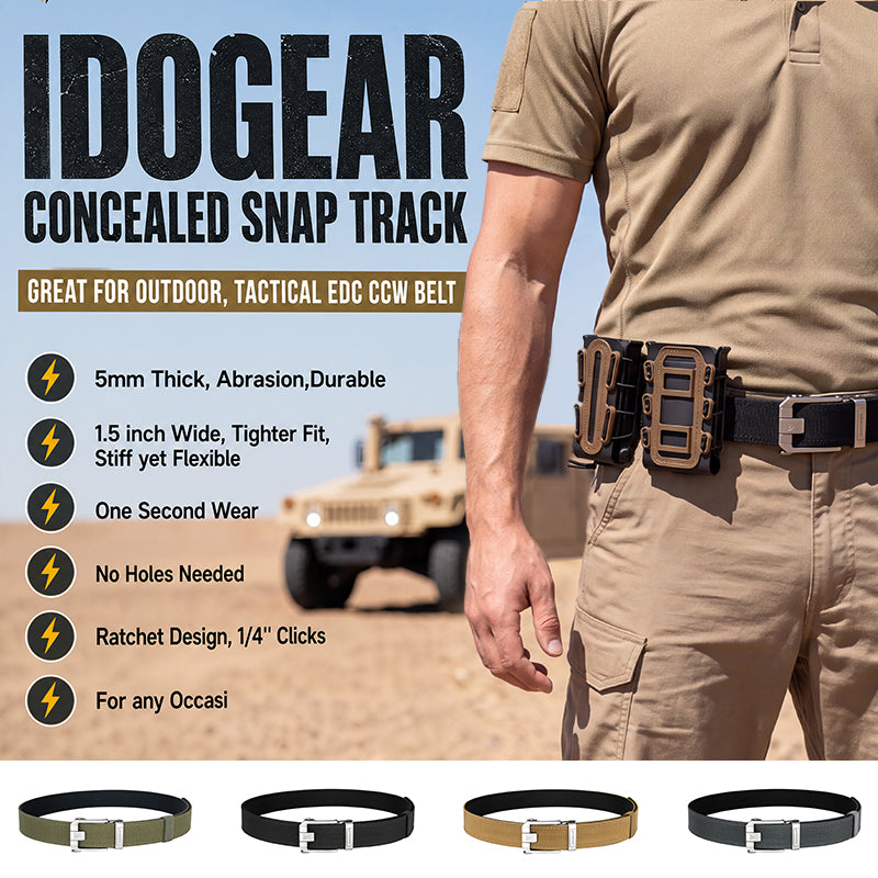 IDOGEAR 1.5" Ratchet Belt Quick Release No-Hole All-match Nylon Belts 3543