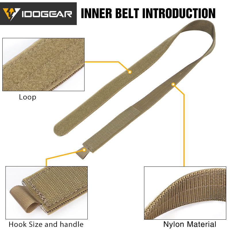 IDOGEAR Tactical Belt 2 Inch MOLLE Belt Quick Release Metal Buckle Gear Combat Belts 3429