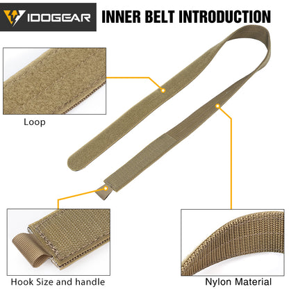 IDOGEAR Tactical Belt 2 Inch MOLLE Belt Quick Release Metal Buckle Gear Combat Belts 3429