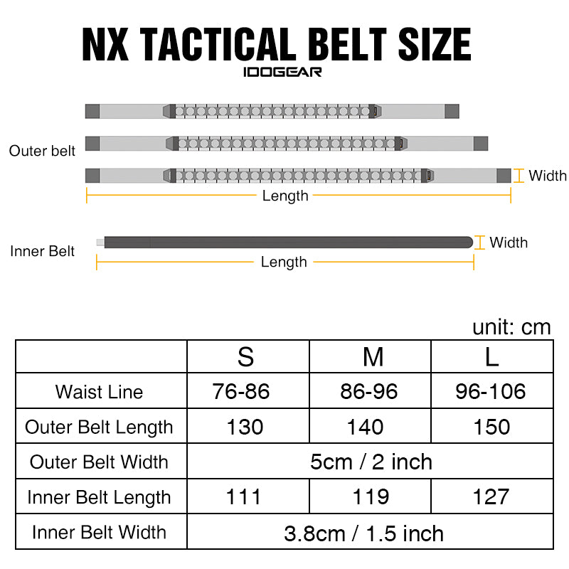 IDOGEAR Tactical Belt 2 Inch MOLLE Belt Quick Release Metal Buckle Gear Combat Belts 3429