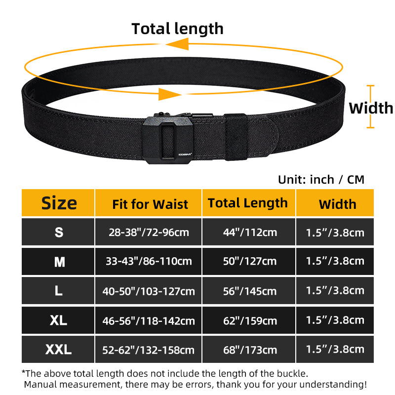 IDOGEAR Men's 1.5" Ratchet Belt Quick Release No-Hole EDC CCW Belts 3430
