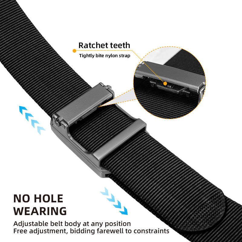 IDOGEAR 1.5" Nylon Ratchet Belts with Magnetic Buckle Quick-Release Casual 3446