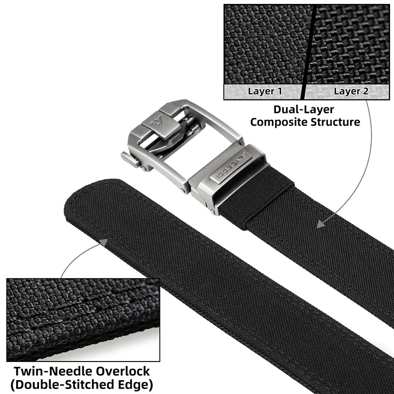 IDOGEAR 1.5" Ratchet Belt Quick Release No-Hole All-match Nylon Belts 3543