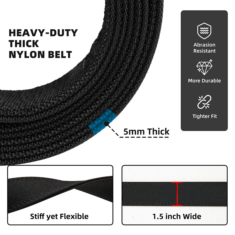 IDOGEAR 1.5" Ratchet Belt Quick Release No-Hole All-match Nylon Belts 3543