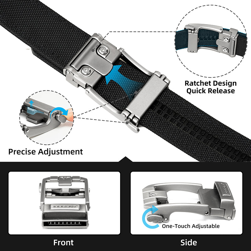 IDOGEAR 1.5" Ratchet Belt Quick Release No-Hole All-match Nylon Belts 3543