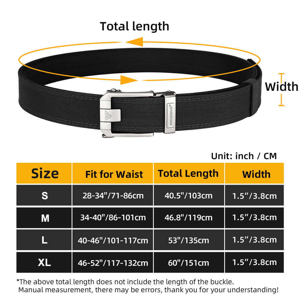 IDOGEAR 1.5" Ratchet Belt Quick Release No-Hole All-match Nylon Belts 3543