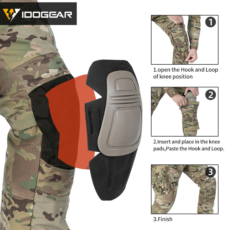 IDOGEAR Combat UFS Flex Pants Tactical Pants w/ Knee Pads Camo Trousers For Military, Airsoft, Shooting Sports  3209