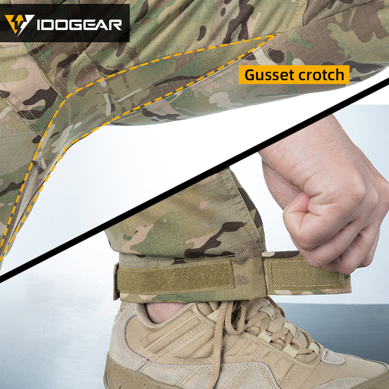 IDOGEAR Combat UFS Flex Pants Tactical Pants w/ Knee Pads Camo Trousers For Military, Airsoft, Shooting Sports  3209
