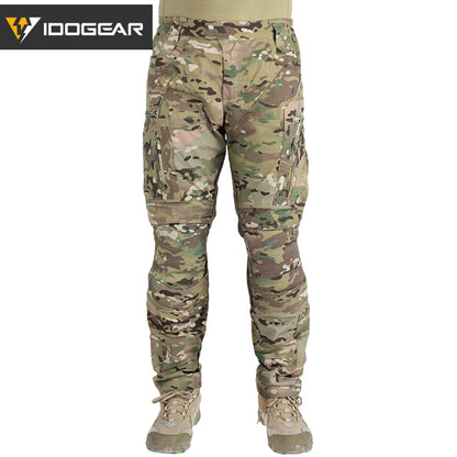 IDOGEAR Combat UFS Flex Pants Tactical Pants w/ Knee Pads Camo Trousers For Military, Airsoft, Shooting Sports  3209