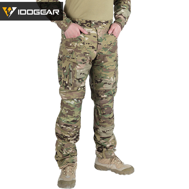 IDOGEAR Combat UFS Flex Pants Tactical Pants w/ Knee Pads Camo Trousers For Military, Airsoft, Shooting Sports  3209