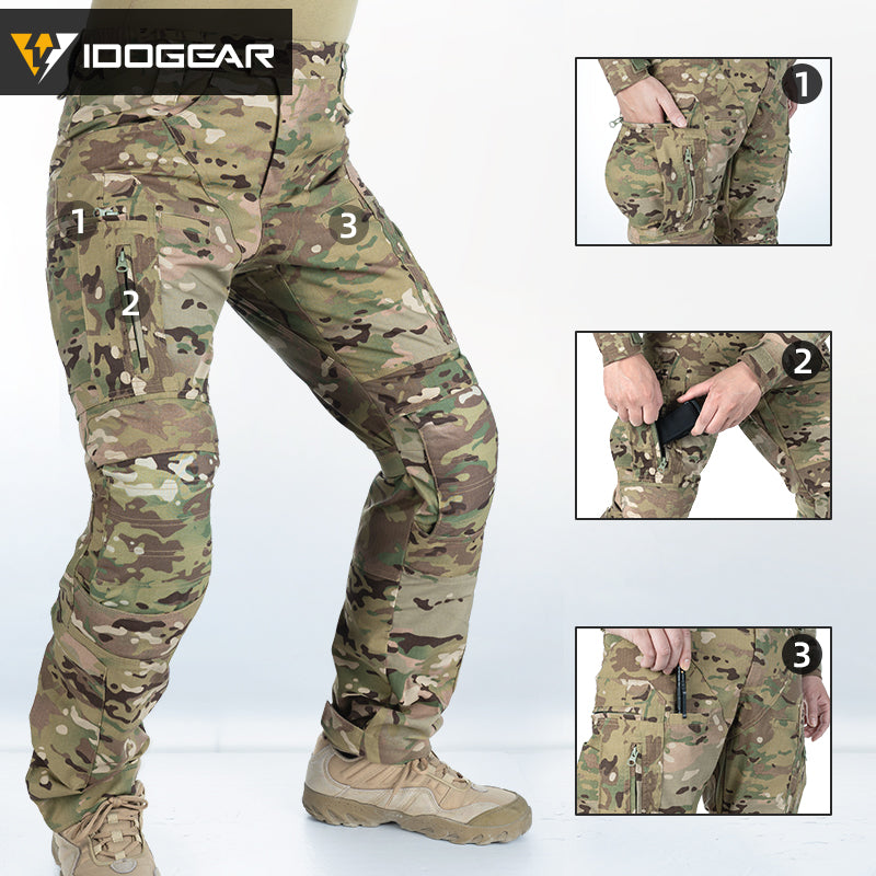 IDOGEAR Combat UFS Flex Pants Tactical Pants w/ Knee Pads Camo Trousers For Military, Airsoft, Shooting Sports  3209