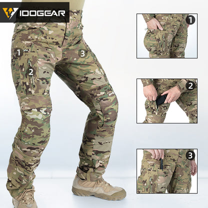 IDOGEAR Combat UFS Flex Pants Tactical Pants w/ Knee Pads Camo Trousers For Military, Airsoft, Shooting Sports  3209