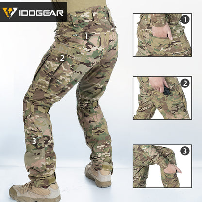 IDOGEAR Combat UFS Flex Pants Tactical Pants w/ Knee Pads Camo Trousers For Military, Airsoft, Shooting Sports  3209