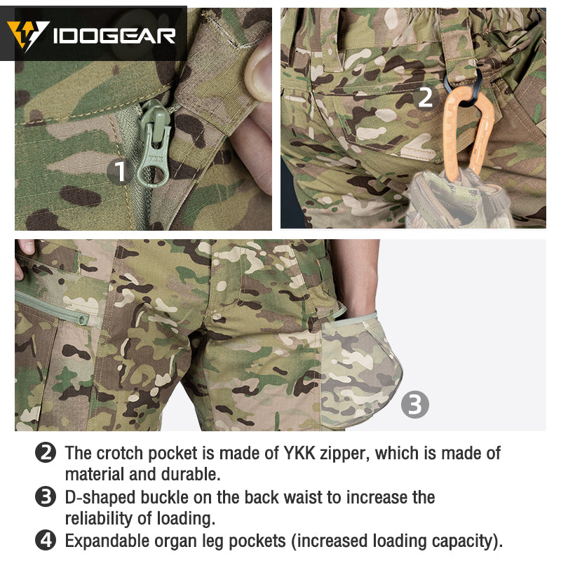 IDOGEAR Tactical Pants Multi-Pocket Combat Pants Large Capacity Camouflage Trousers Men Pants for Hunting Hiking 3210