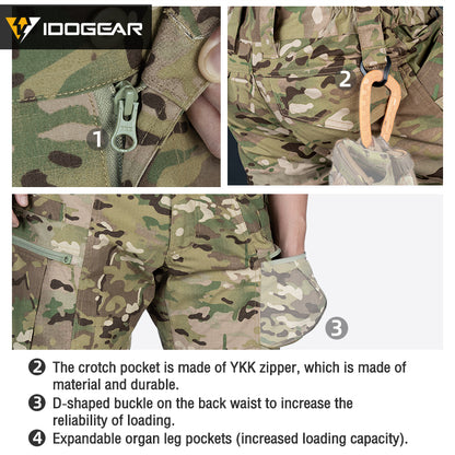 IDOGEAR Tactical Pants Multi-Pocket Combat Pants Large Capacity Camouflage Trousers Men Pants for Hunting Hiking 3210