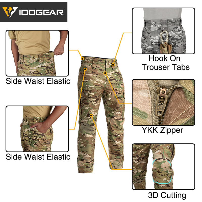 IDOGEAR BSR Flex Tactical Pants Men's Cargo Trousers For Airsoft, Military Combat Pants 3213