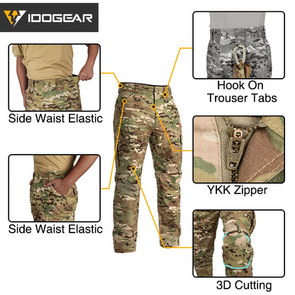 IDOGEAR BSR Flex Tactical Pants Men's Cargo Trousers For Airsoft, Military Combat Pants 3213