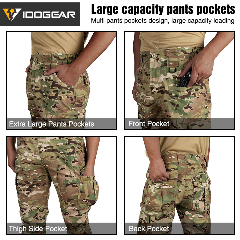 IDOGEAR BSR Flex Tactical Pants Men's Cargo Trousers For Airsoft, Military Combat Pants 3213